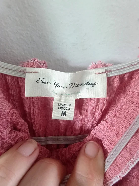 See You Monday Maxi Dress Medium Pink Boho Ruffle Flowy Sundress Tie Front - Picture 4 of 10